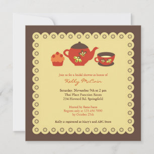 Invitación plana con ducha de novia Fiesta de tete