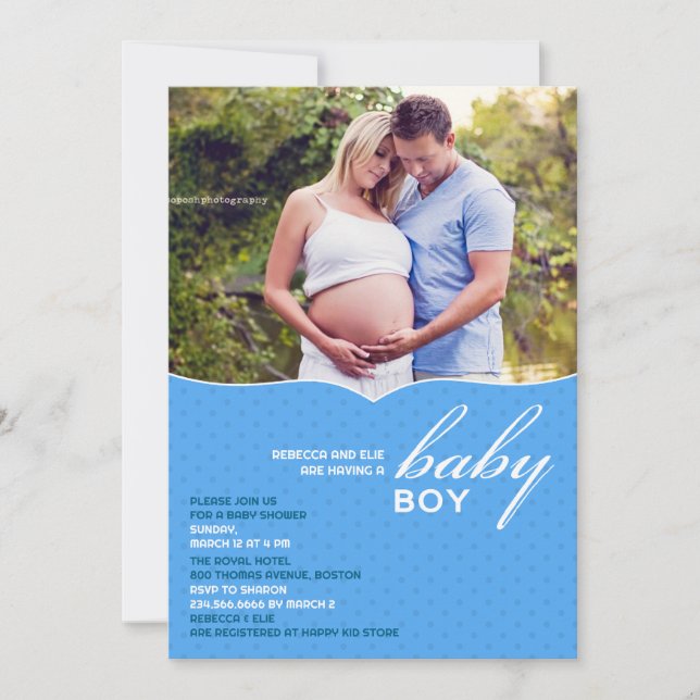 Invitación plana con foto de bebé (Anverso)