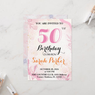 Invitación plana, cumpleaños número 50