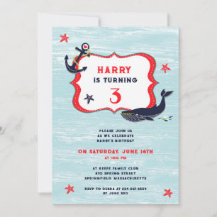 Invitación plana de Anchor Whale Birthday Party