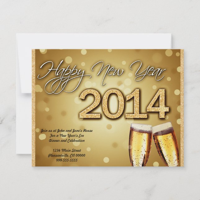 Invitación plana de Año Nuevo 2014 (Anverso)