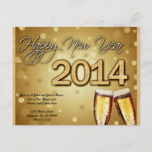 Invitación plana de Año Nuevo 2014