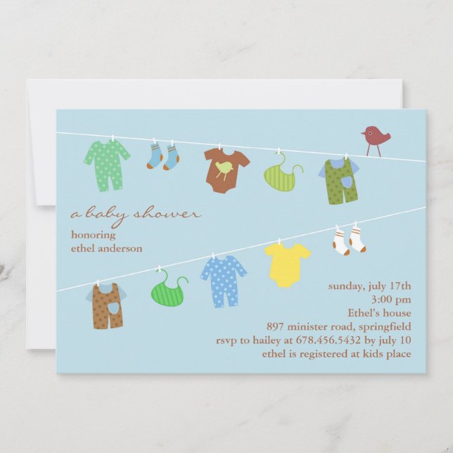 Invitación plana de Baby Boy Shower (Anverso)