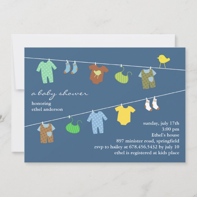 Invitación plana de Baby Boy Shower (Anverso)
