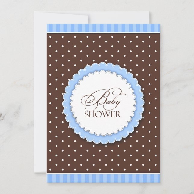 Invitación plana de Baby Shower Blue Brown (Anverso)