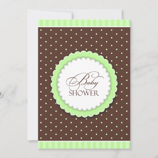 Invitación plana de Baby Shower Green Brown (Anverso)