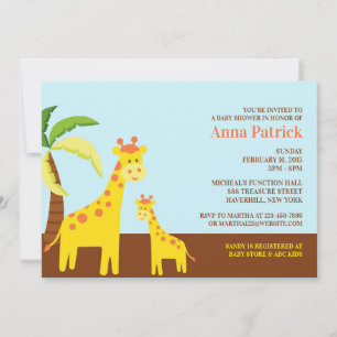 Invitación plana de Baby Shower para animales de c