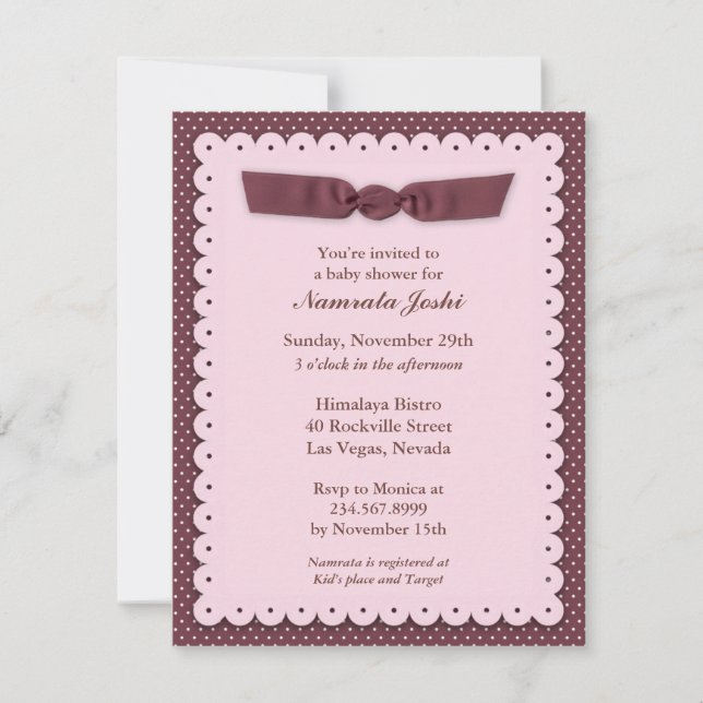 Invitación plana de Baby Shower rosa (Anverso)