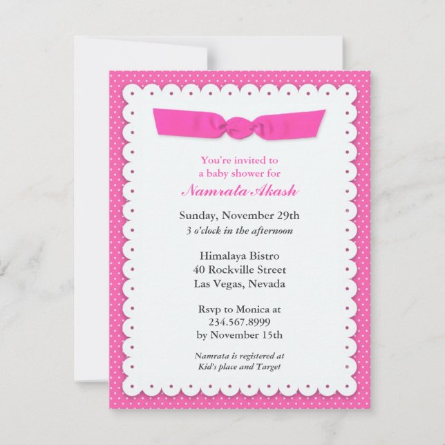 Invitación plana de Baby Shower rosa (Anverso)