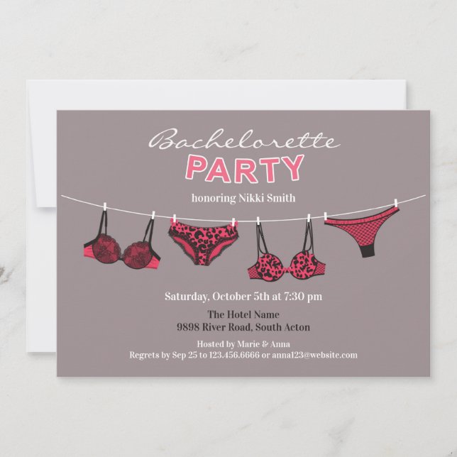 Invitación plana de Bachelorette Party Lingerie (Anverso)
