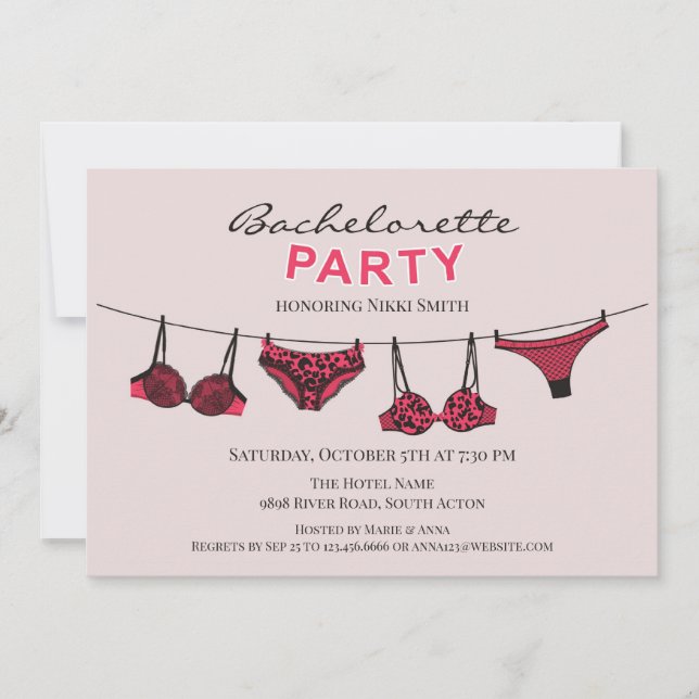 Invitación plana de Bachelorette Party Lingerie (Anverso)