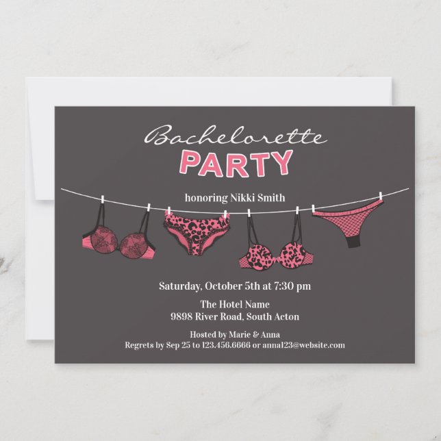 Invitación plana de Bachelorette Party Lingerie (Anverso)