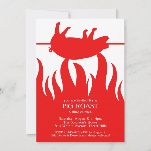 Invitación plana de barbacoa asada de cerdo (Anverso)