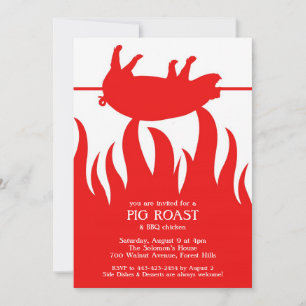Invitación plana de barbacoa asada de cerdo