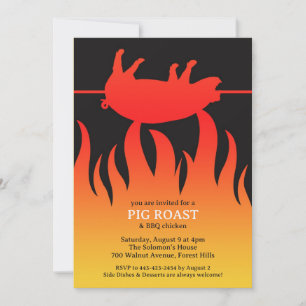 Invitación plana de barbacoa de la llama asada del