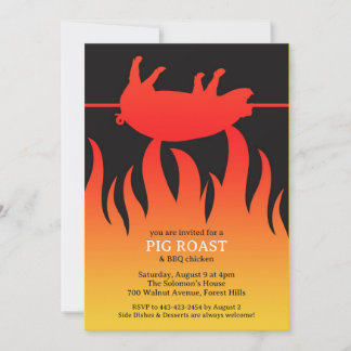 Invitación plana de barbacoa de la llama asada del