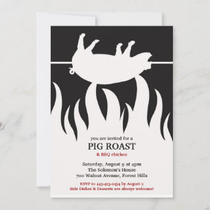 Invitación plana de barbacoa de la llama asada del