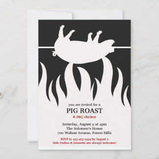 Invitación plana de barbacoa de la llama asada del