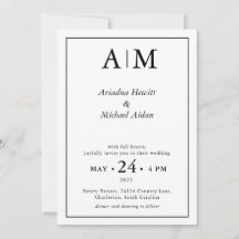 Invitación plana de boda minimalista elegante blan