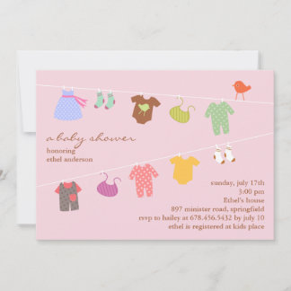 Invitación plana de ducha para bebé