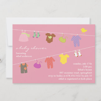 Invitación plana de ducha para bebé
