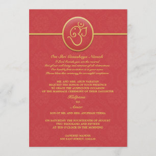 Invitación plana de estilo indio Boda