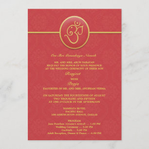 Invitación plana de estilo indio Boda