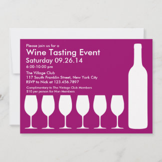 Invitación plana de evento de prueba de vino