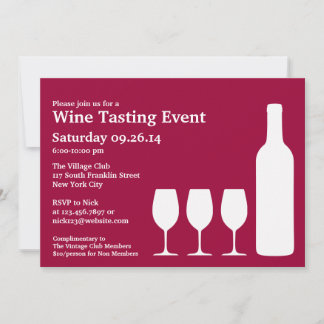 Invitación plana de evento de prueba de vino