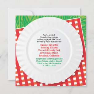 Invitación plana de Fiesta BBQ de salida de picnic