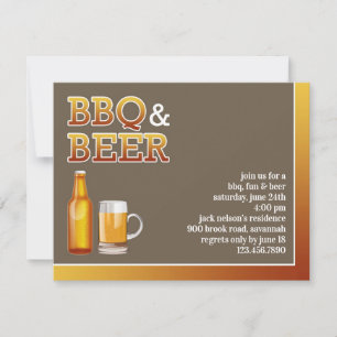 Invitación plana de Fiesta de barbacoa y cerveza