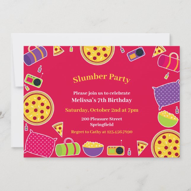 Invitación plana de fiesta de cumpleaños de madrug (Anverso)
