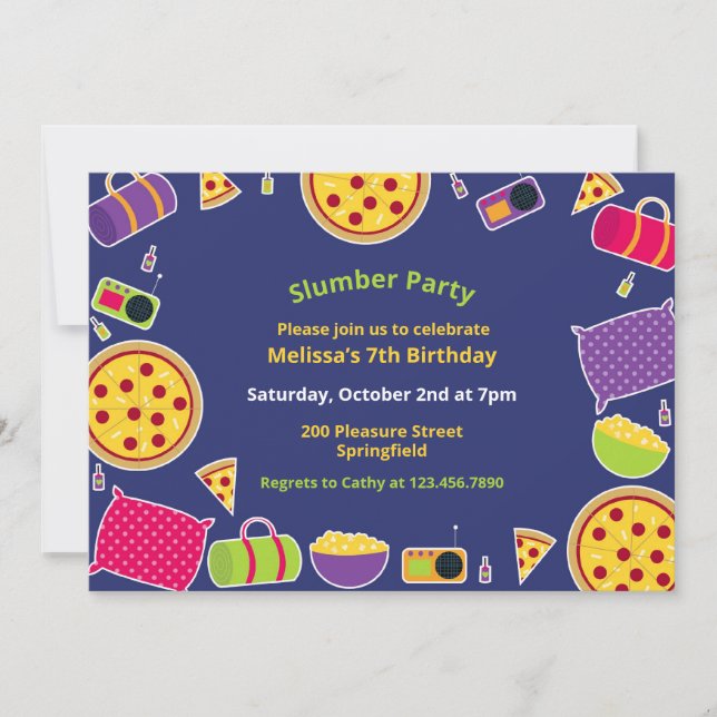 Invitación plana de fiesta de cumpleaños de madrug (Anverso)