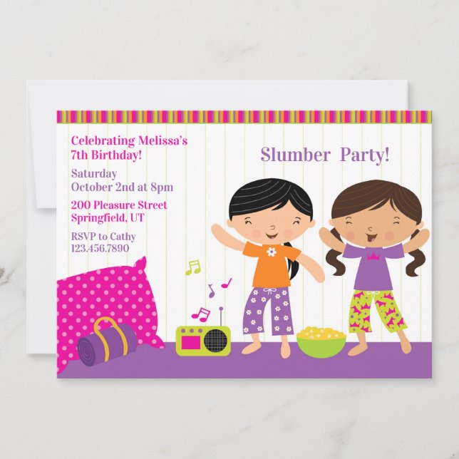 Invitación plana de fiesta de cumpleaños de madrug (Anverso)