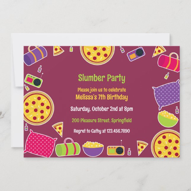 Invitación plana de fiesta de cumpleaños de madrug (Anverso)