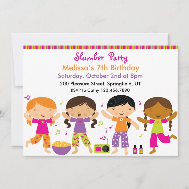 Invitación plana de fiesta de cumpleaños de madrug (Anverso)