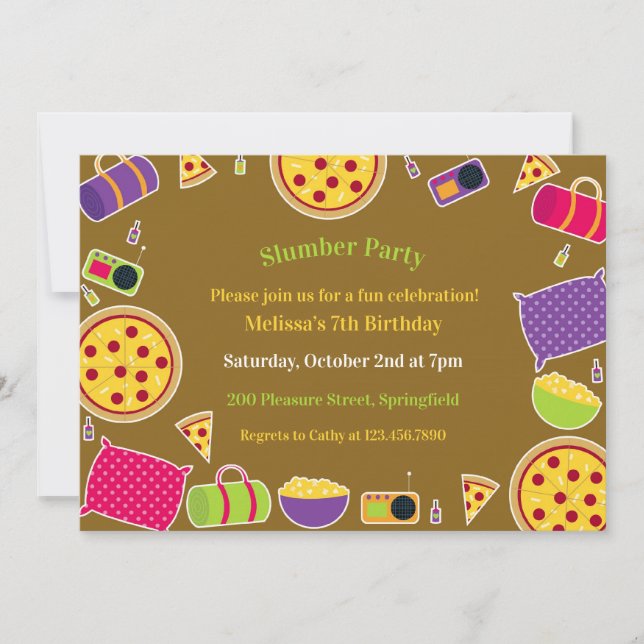 Invitación plana de fiesta de cumpleaños de madrug (Anverso)