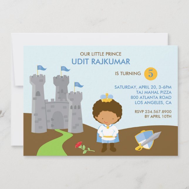 Invitación plana de fiesta de cumpleaños de Prince (Anverso)