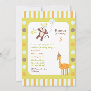 Invitación plana de fiesta de cumpleaños para anim