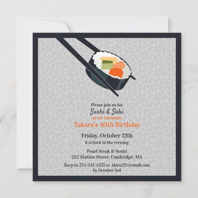 Invitación plana de Fiesta Sushi Birthday (Anverso)