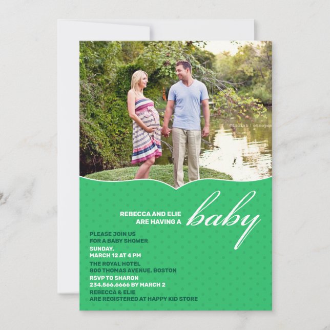 Invitación plana de fotos de Baby Shower (Anverso)