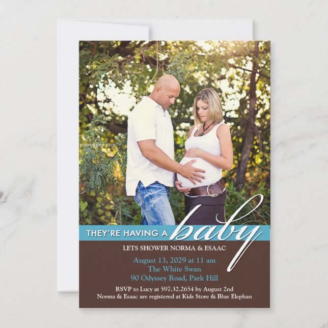 Invitación plana de fotos de Baby Shower (Anverso)