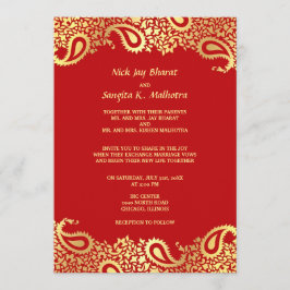 Invitación plana de la boda india elegante de