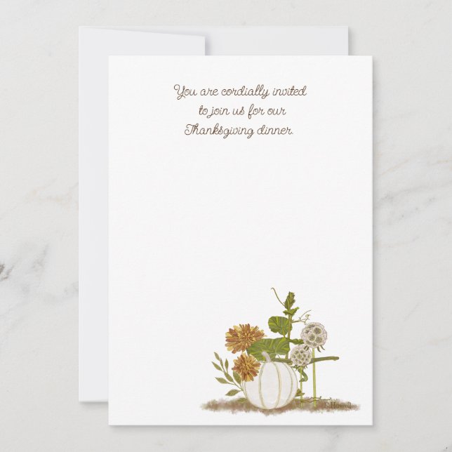 Invitación plana de la cena de Acción de Gracias,  (Anverso)
