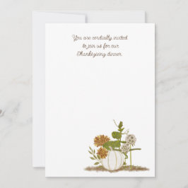 Invitación plana de la cena de Acción de Gracias,