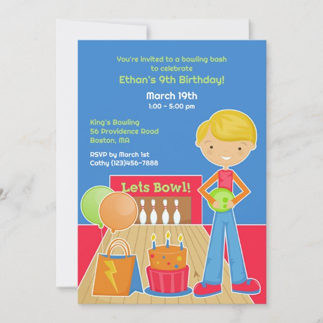 Invitación plana de la fiesta de cumpleaños de Bow (Anverso)