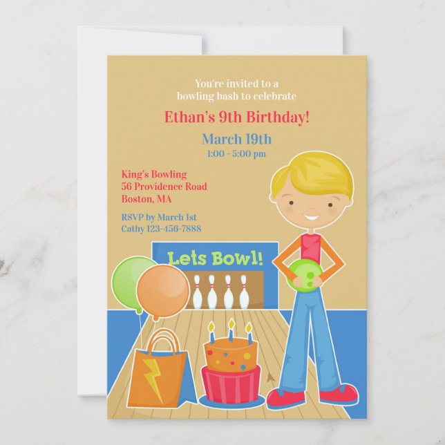 Invitación plana de la fiesta de cumpleaños de Bow (Anverso)