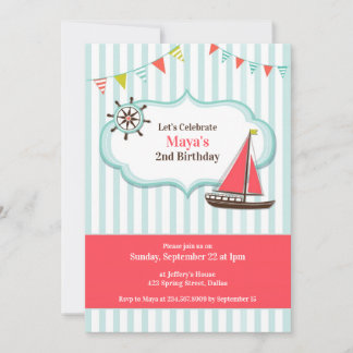 Invitación plana de la fiesta de cumpleaños del ba