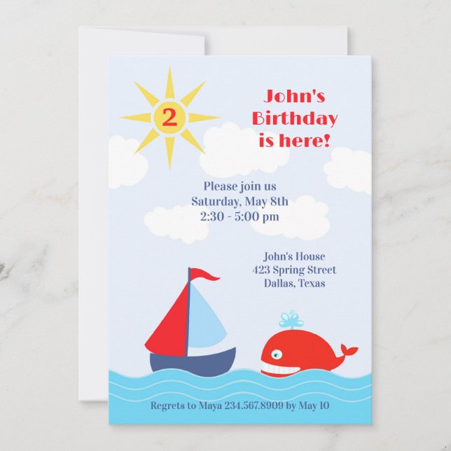 Invitación plana de la fiesta de cumpleaños del ba (Anverso)