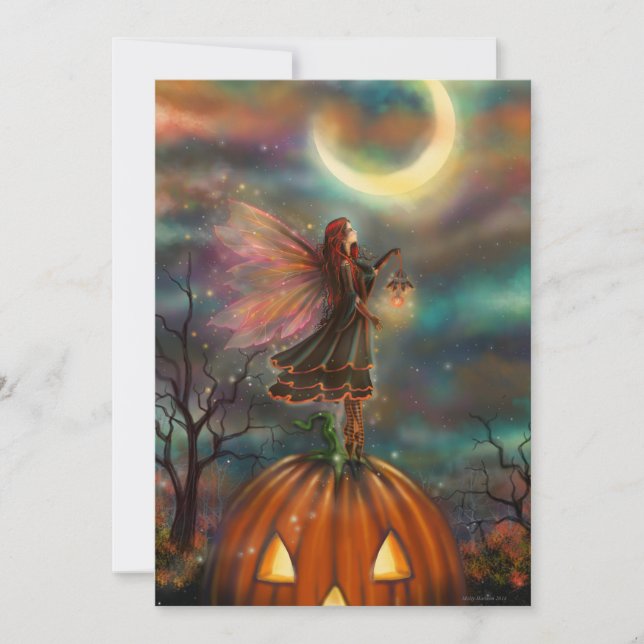Invitación plana de Noche de Brujas (Anverso)